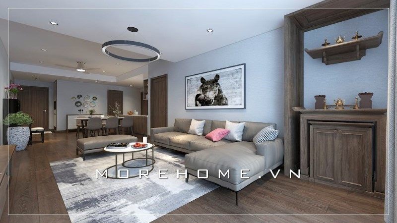 Khi nhìn thấy sự sang trọng và tinh tế của mẫu thiết kế phòng khách chung cư do đội ngũ KTS tại Morehome thiết kế, người ta đã ngây ngất.