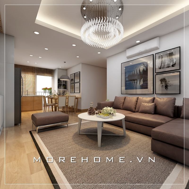 Sofa bọc da màu nâu êm ái sẽ làm nên sự sang trọng và tăng thêm giá trị thẩm mỹ cho không gian của căn phòng.